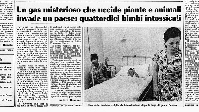 Il disastro di Seveso sul Corriere del 18 luglio del 1976
